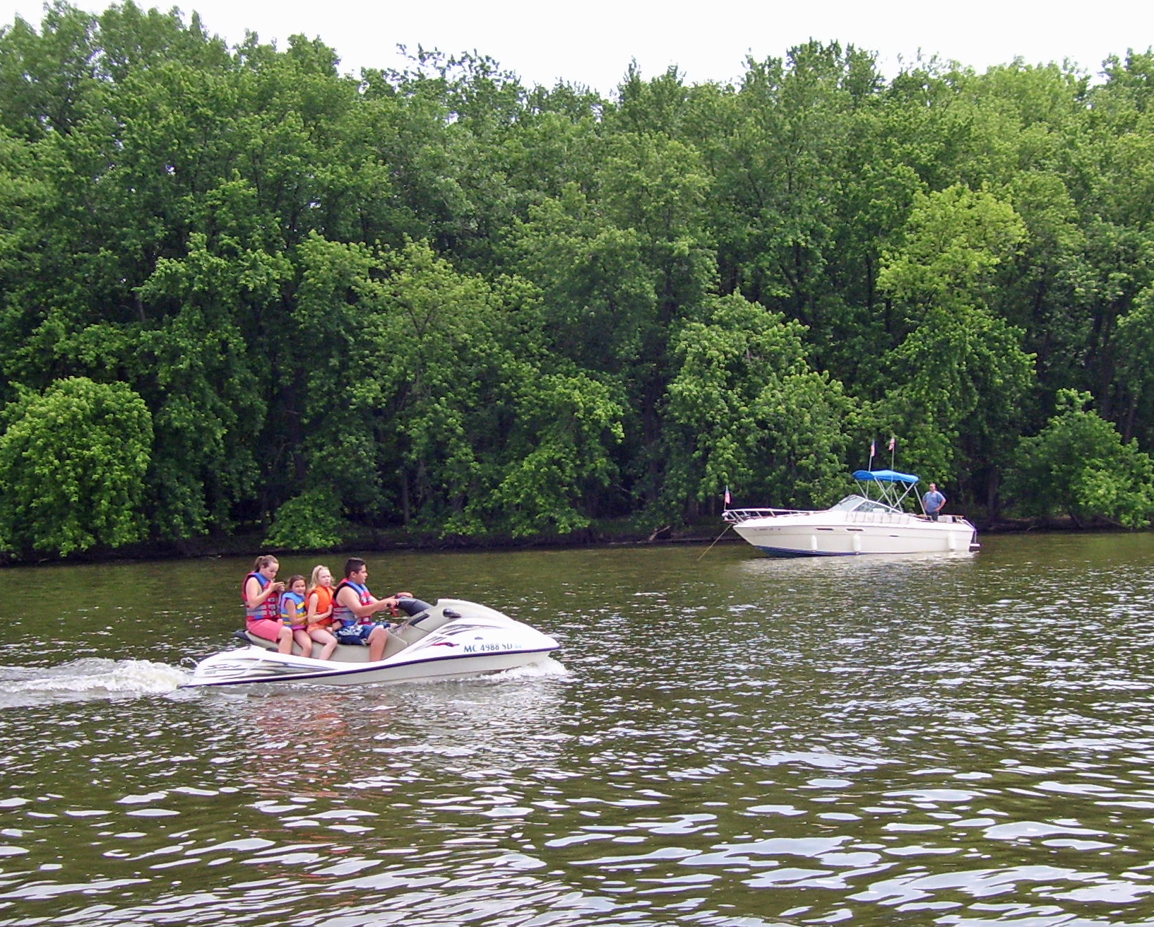 Kids on PWC with life jackets