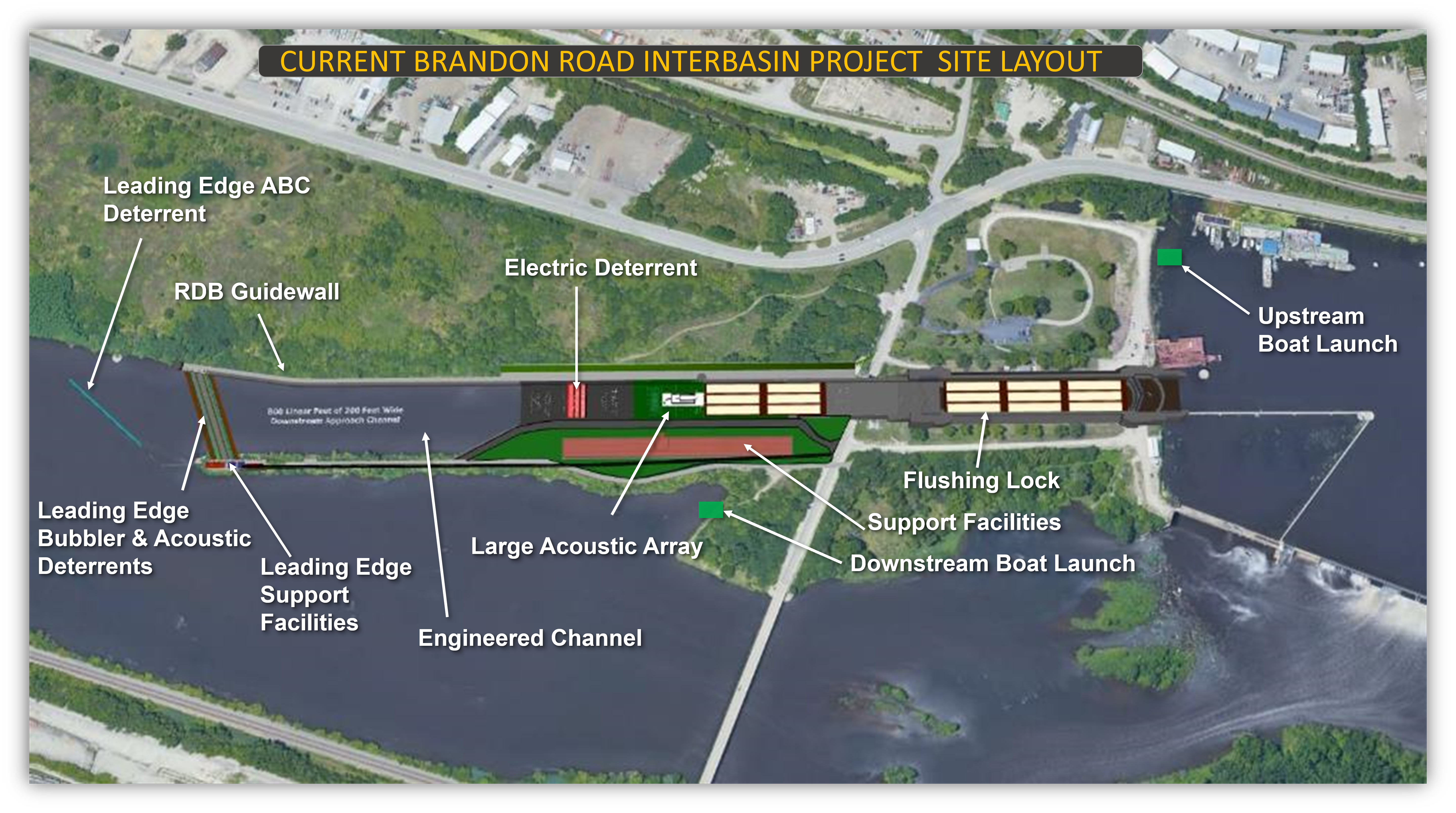 Overview of the Brandon Road Interbasin Project site plan Overview of the Brandon Road Interbasin Project site plan